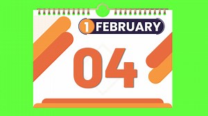 Download 1 to 10, Months of February flipping pages time-lapse of desktop calendar on the Green screen for free