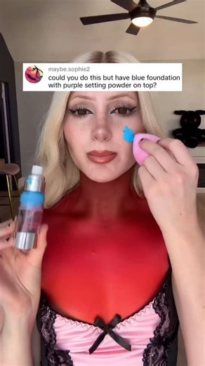 Our Sunset Makeup blue foundation purple setting powder 🫟 Available now at sunsetmakeup.com ❤️ • #altmakeup #creativemakeup #cosplaymakeup #sfxmakeup #facepaint | Sunset Makeup