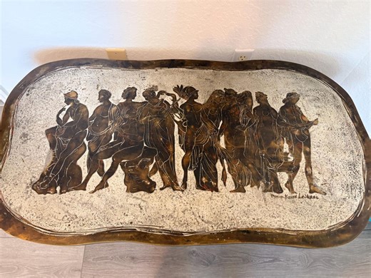 Rare 43" Signed Philip & Kelvin Laverne Romanesque Bronze Coffee Table – Mythological Procession, Original Patina - Etsy