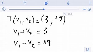 In Exercises 1-8, use the function to find (a) the image of 𝐯 and (b) the preimage of 𝐰. T(v1, v2)=(v1 v2, v1-v2), 𝐯=(3,-4), 𝐰=(3,19) | Numerade