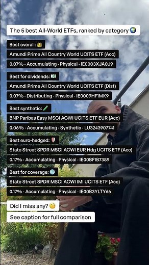 The 5 best All-World ETFs ranked by category 🌍👇