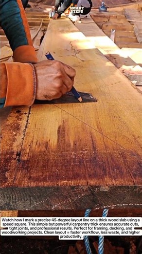 Perfect 45° Layout Line on a Thick Wood Slab | Pro Carpenter Trick
