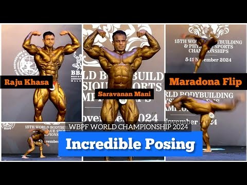 Saravanan Mani posing, Maradona Flip, Raju Khasa Unknown Bodybuilder | WBPF World Bodybuilding 2024