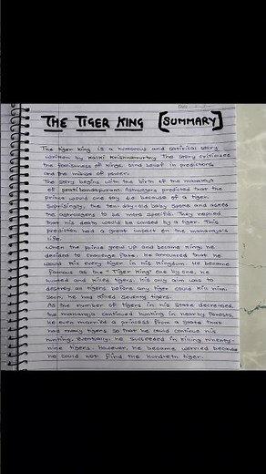 The tiger king summary class 12th (chapter 2nd) book vistas #english #summary #class12th