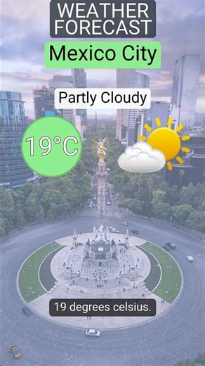 Quick forecast Mexico City: Partly Cloudy, UV 9, rain 0 mm