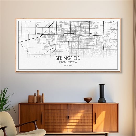 Springfield Missouri City Map Art: Modern Canvas Wall Art - Etsy