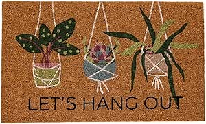 Premium Coir Door Mat Collection: Let's Hang Out 18 x 30 inch, Welcome mat Outdoor Indoor Door mat Outside Entrance for Front Door décor, Front Porch Decor, entryway Rug. Non Slip Rubber Back