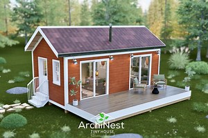 12' X 24' Tiny House Plan: 1 Bedroom Cabin Design (288 Sq Ft, PDF Download) - Etsy