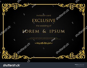 Invitation Card Black Background Luxury Gold Stock Vector (Royalty Free) 1368735758 | Shutterstock
