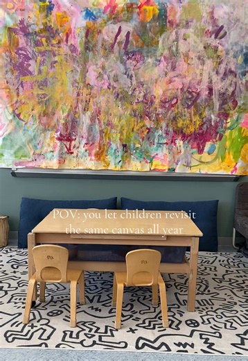 A year of thinking, layering, and returning — made visible on one shared canvas. . . . #processart #earlychildhoodeducation #painting #atelier