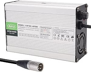 84V 3A Charger 72V Li-ion Battery Smart Charger Used for 20S 72V Li-ion Battery with Fan Silver Aluminum Case (3pin XLR Plug)