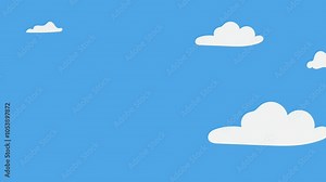 Animation of clouds being blown by the wind from right to left over a blue sky Stock Video