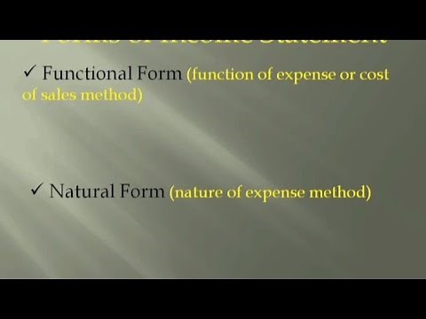 Two Forms of Income Statement: Functional and Natural