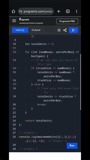 JavaScript | Maximum Units on a Truck | Greedy Algorithm Explained | LeetCode Solution