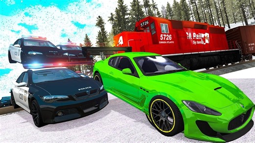 【搬运】 Police Chases vs Sports Cars crashes #16 - Beamng drive | WreckStation