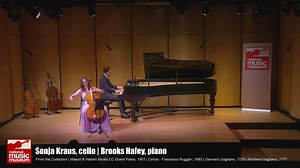 Experience the splendor of the NMM's Cancelosi Collection, a recent promised gift of Ken Cancelosi, in memory of Robert Cancelosi (DMA), the late cellist and collector. Dr. Sonja Kraus, in collaboration with Dr. Brooks Hafey, will perform works by Chopin, Hubicki and Prokofiev, each on a different early Italian cello from the Cancelosi Collection. This concert was performed using four instruments from the National Music Museum collections: Model CC grand piano by Mason & Hamlin, 1901; Cello by G