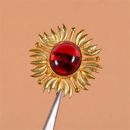 Victorian Gothic Ruby Red Glass Ring | Antique Gold Adjustable Band | Vintage Gothic Statement Jewelry - Etsy