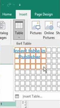 Insert table in Publisher