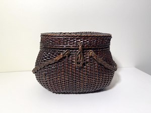 Vintage Amish Kavli Sket Basket With Lid & Handle | Dark Brown Rattan Storage Basket | Handwoven Decorative Basket | Double Handle Wicker - Etsy Canada