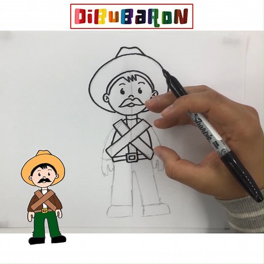 Cómo dibujar a Emiliano Zapata | Dibujos faciles | DibuBaron
