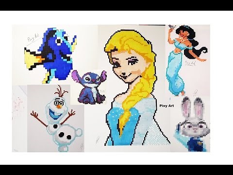 6 DISNEY PIXEL ART DRAWING - COMPILATION