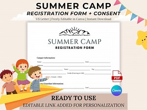 Editable Summer Camp Registration Form Template: Medical Consent (PDF Download) - Etsy