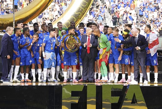 FIFA President Tries — and Fails — to Usher Trump Off Stage as Chelsea Celebrates World Cup Win