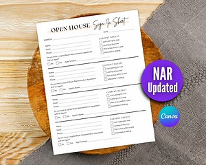Open House Sign in Sheet Editable Canva Template & Pdfs | Realtor Open House Flyers and Forms | Instant Download | Real Estate Marketing - Etsy