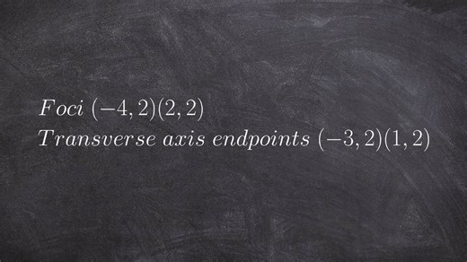 Write the equation of a hyperbola given the foci and length of transverse axis