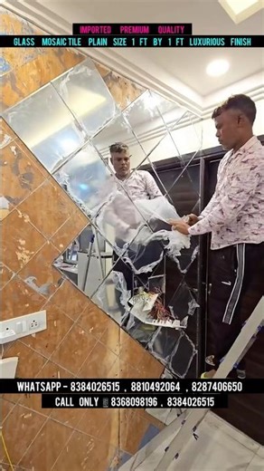 Plain Glass Mosaic Tile | How To Install Directly On Wall | Self Adhesive #trendingshorts #shorts