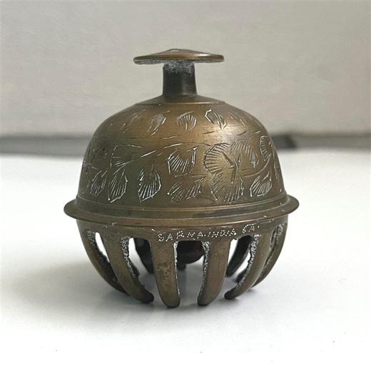 Vintage Solid Brass Elephant Claw Bell Etched Indian Ceremonial Temple Bell Bohemian Decor - Etsy