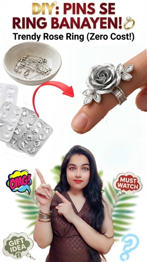 0₹ Ring Challenge! 🌸✅| How to Make a Ring with Safety Pin & Medicine Cover | Best Out of Waste #diy