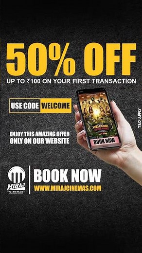 Enjoy 50% OFF up to ₹100 on your first booking with Miraj Cinema 🎬| Welcome To The Jungle