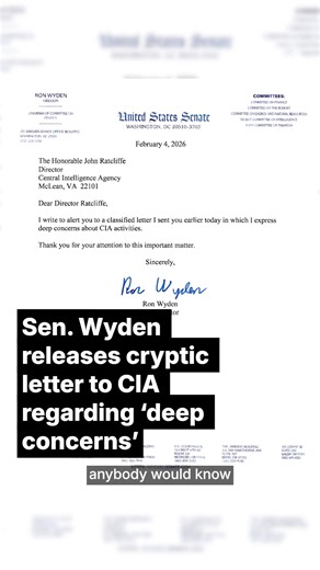 Senator Wyden Raises Concerns Over CIA Activities