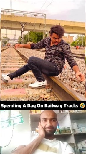 Spending A Day On Railway Tracks 🤣#shorts #ytshorts #youtubeshorts #yt #funny #train