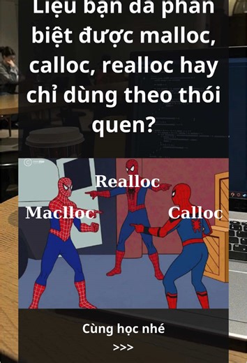 Cấp phát động trong C cùng với malloc, calloc, realloc và free. #hoclaptrinh #sinhvienit #code #dev #viral