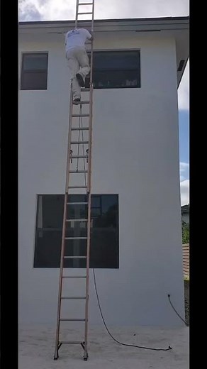 Funny painter fails using a tall ladder#painting #ladder #house #exterior