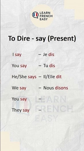 Learn French “Dire” (To say) 🇫🇷✨ Apprendre le Francais #LearnFrench #FrenchForBeginners #Shorts
