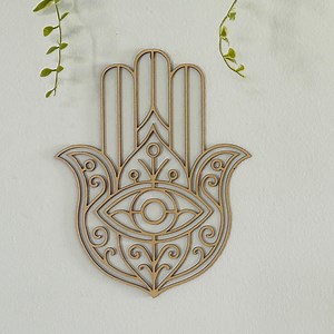 Hamsa Hand Wall Decor: Boho Spiritual Protection, Laser Cut Wood - Etsy