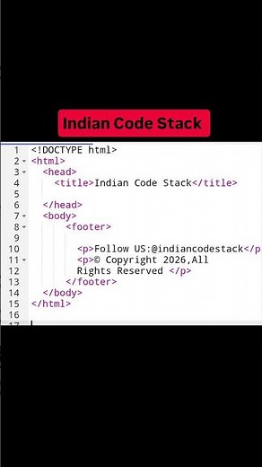 👉 HTML footer Tag Tutorial | Website Footer Structure Explained#indiancodestack#webdevelopment#HTML