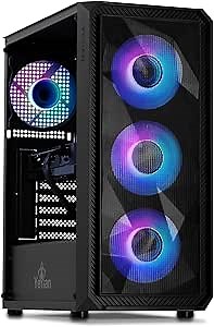 YEYIAN Gaming PC Tanto - Intel Core i5 12400F 4.4 GHz, GeForce RTX 4060 Gaming Desktop Computer, 1TB NVMe SSD, 16GB DDR5 RAM, Intel B760 Chipset, 650W Gold PSU, 4 ARGB Fans, Win 11 Home, USB-C 3.2