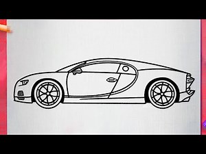 how to draw bugatti chiron step by step / drawing sports car