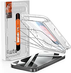 DIMONCOAT 4-PACK Screen Protector Compatible with iPhone 15 Pro Max [Auto Alignment Kit] [10X Military Protection] 15 Pro Max 6.7 inch Tempered Glass Film [Case Friendly]