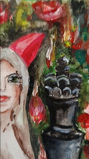 Intrigue! :) Alice's chess game - Original watercolour painting