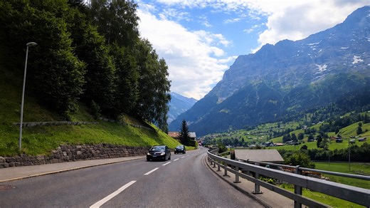 Swiss Alps scenic drive between Lauterbrunnen and Grindelwald (4K)