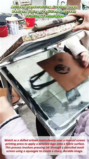 Artisan Handcrafting Custom Logo Designs Using Traditional Screen Printing Techniques