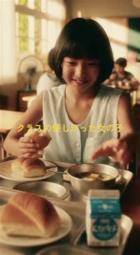 嫌い牛乳を飲んでくれたクラスの優しい女の子#生成AI #小学生 #給食 #思い出 #かわいい