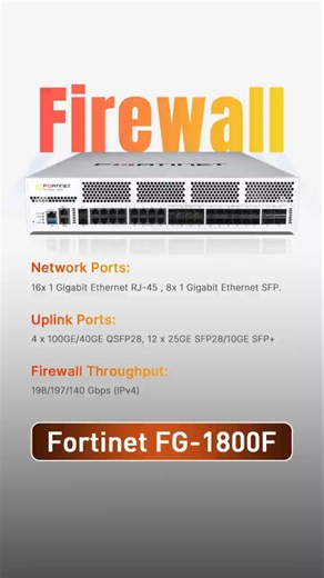 Fortinet FG-1800F Firewall, 4x40GE QSFP+, 12x25GE SFP28, NP7 & CP9 accelerated #fortinet #firewall