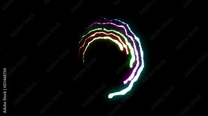 loopable animated RAINBOW Lightning bolts round flight strike on black background animation new quality unique dynamic nature light effect video footage