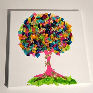 Tie Dye Tree Art 12" X 12" Hand Painted and Decoupaged 2 Style Options - Etsy